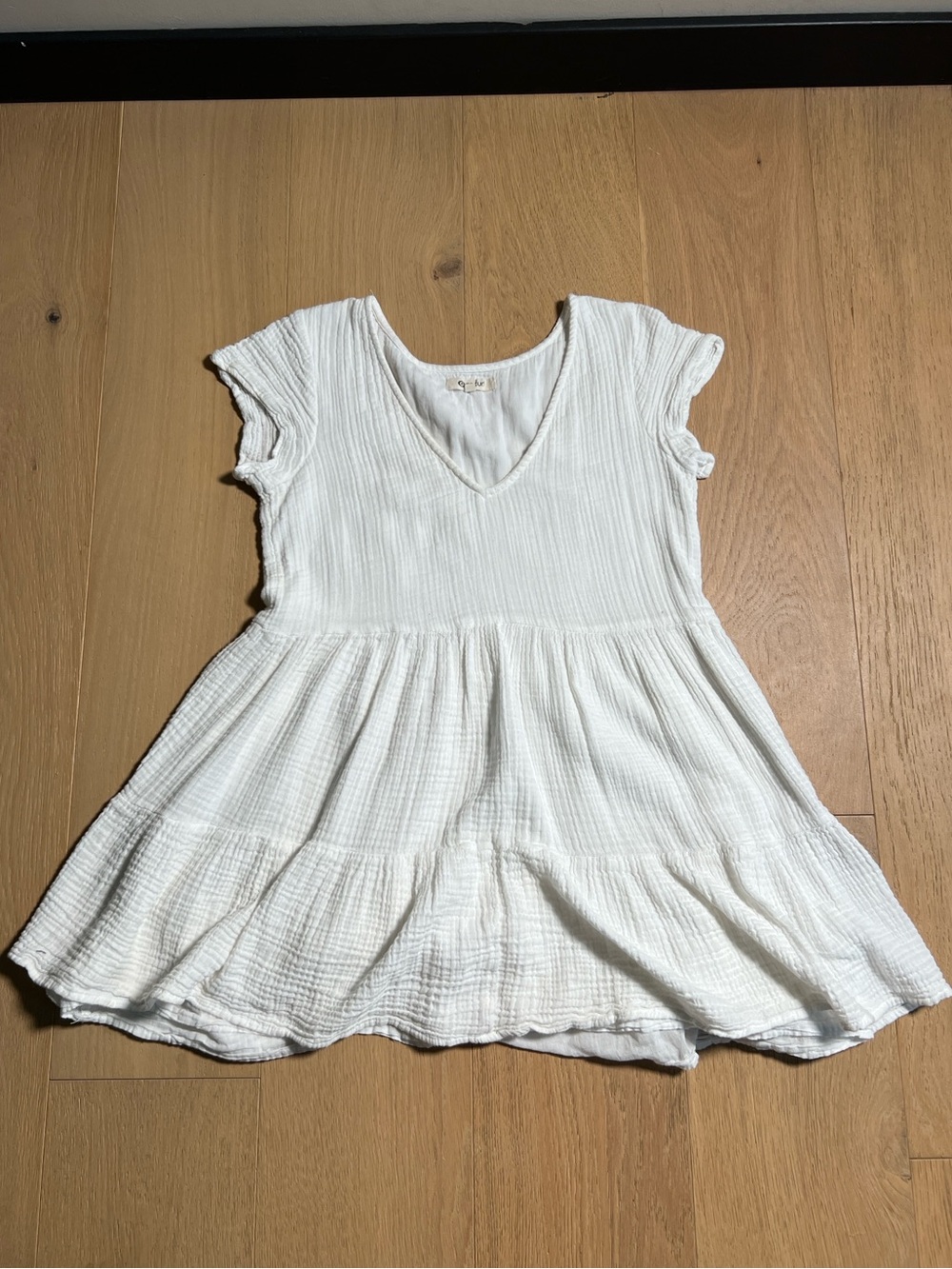 Rip Curl White V-Neck Ruffled Mini Dress